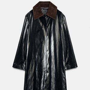 NWT LIMITED EDITION Shiny Trench Coat w/ Contrast Collar, M